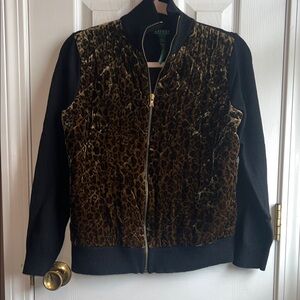 Lauren Ralph Lauren Leopard Print Bomber Jacket